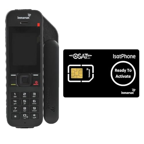 OSAT Inmarsat IsatPhone 2.1 Satellitentelefon mit Prepaid-/Postpaid-SIM-Karte – bereit zur Aktivierung – Sprache, SMS-Nachrichten, GPS-Tracking, weltweite Abdeckung, SOS-Notfall - Schwarz von OSAT