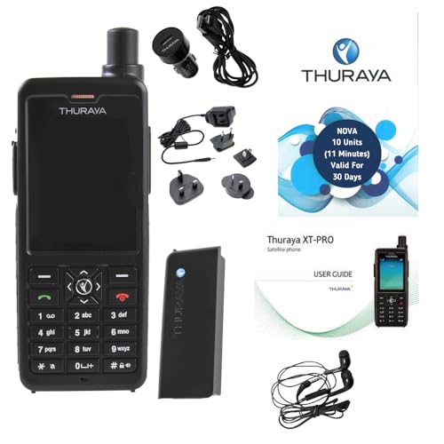 OSAT Thuraya XT Pro Satellitentelefon und NOVA SIM mit 10 Einheiten (11 Minuten) / 365 Tagen Gültigkeit - Schwarz von OSAT