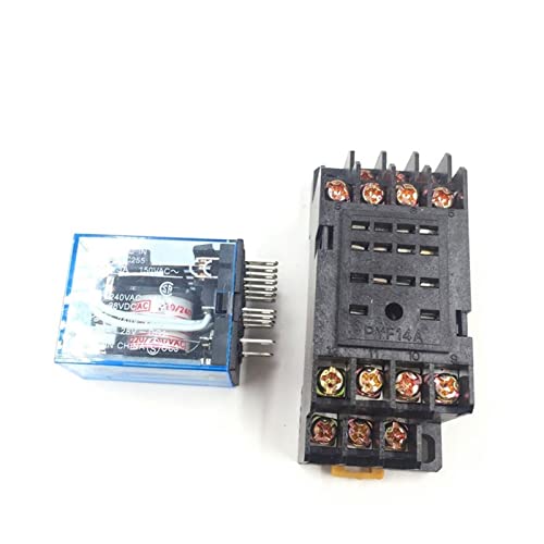 Ersatzteile 1PC MY4NJ Elektronisches Micro Mini Elektromagnetisches Relais 5A 14PIN Spule 4DPDT Mit PYF14A Sockelsockel DC12V 24V AC110V 220V LED (Size : DC 24V) von OSBCMZGE