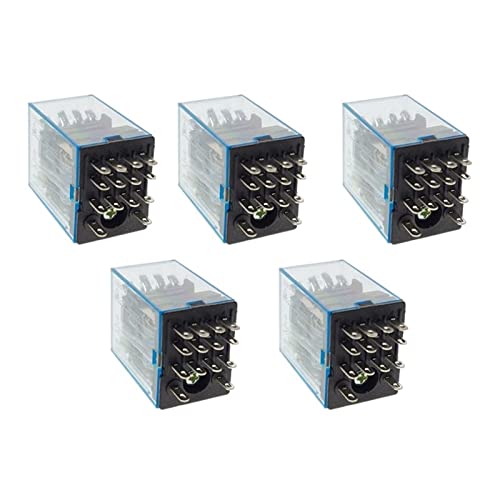 Ersatzteile 5 Stück MY4NJ Elektronisches Micro Mini Elektromagnetisches Relais 5A 14PIN AC 12 V 24 V 36 V 48 V 110 V 220 V 380 V LED-Anzeige Relaisschalter (Size : AC 220V) von OSBCMZGE