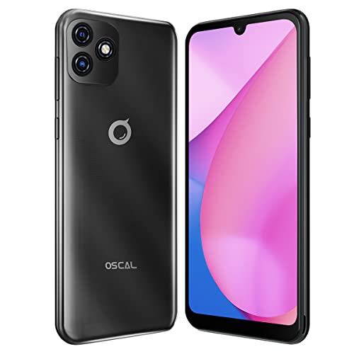 OSCAL C20 Android 11 3G Smartphone Ohne Vertrag, Dual-SIM Handy, 6.08" HD+ Display, Unibody-Design, Quad-Core 1GB RAM+32GB ROM,2MP+5MP Dual Kamera,3380mAh Akku GPS WiFi Gesichts Entsperrung Schwarz von OSCAL