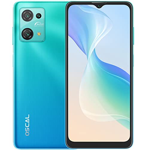 OSCAL C30 PRO Android 12 4G Smartphone Ohne Vertrag, Qcta-Core 4GB+64GB, 6,5" HD+, Dual-SIM (3 Kartensteckplatz) Handy, 12MP+5MP Kamera, 5080mAh Akku, GPS Fingerabdruck Gesicht Entsperren Grün von OSCAL