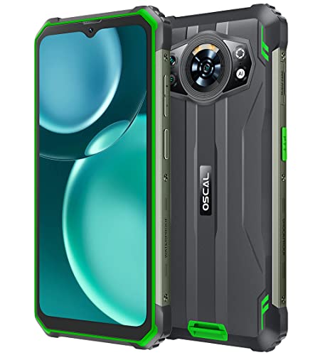 OsCal S80 Outdoor Handy ohne Vertrag 13000mAh Akku, Helio G85 6GB+128GB, IP68/IP69K Wasserdicht Smartphone Android 12, 6,58'' FHD+ Display, ArcSoft12MP Triple Kamera, GPS NFC Reverse-Charge Grün von OSCAL