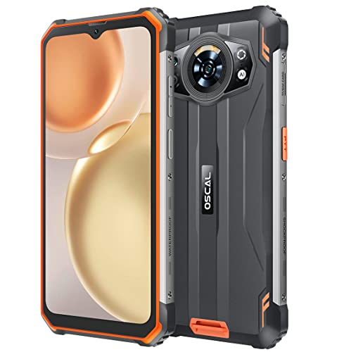OsCal S80 Outdoor Handy ohne Vertrag 13000mAh Akku, Helio G85 6GB+128GB, IP68/IP69K Wasserdicht Smartphone Android 12, 6,58'' FHD+ Display, ArcSoft12MP Triple Kamera, GPS NFC Reverse-Charge Orange von OSCAL