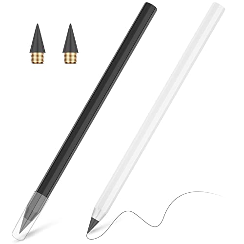 OSDUE 2 Stück Metall Tintenlose Bleistifte Ewig, Unendlicher Schreibstift mit 2 Ersatzspitzen, Wiederverwendbarer Everlasting Pencil, Infinity Pencil zum Schreiben, Zeichnen von OSDUE