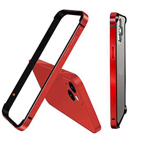OSMARI Aluminum Frame Metal Bumper für iPhone 15 Case,Slim Metal Frame Bumper Cover mit weichem Innenbumper, erhöhter Kantenschutz Keine Signalinterferenz (Rot) von OSMARI