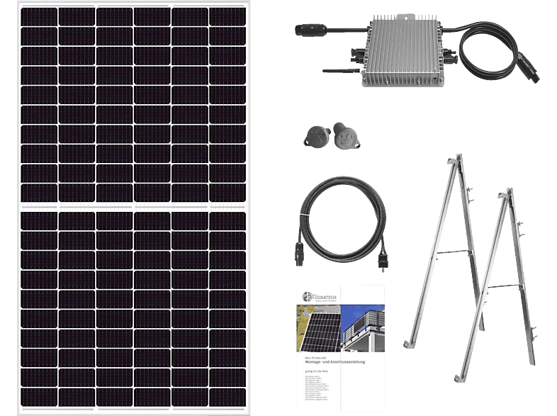 OSNATECH Mini-PV-Set 600 "Balkonkraftwerk" GLAS PREMIUM 375W-1-Starter Balkon-Solaranlage von OSNATECH