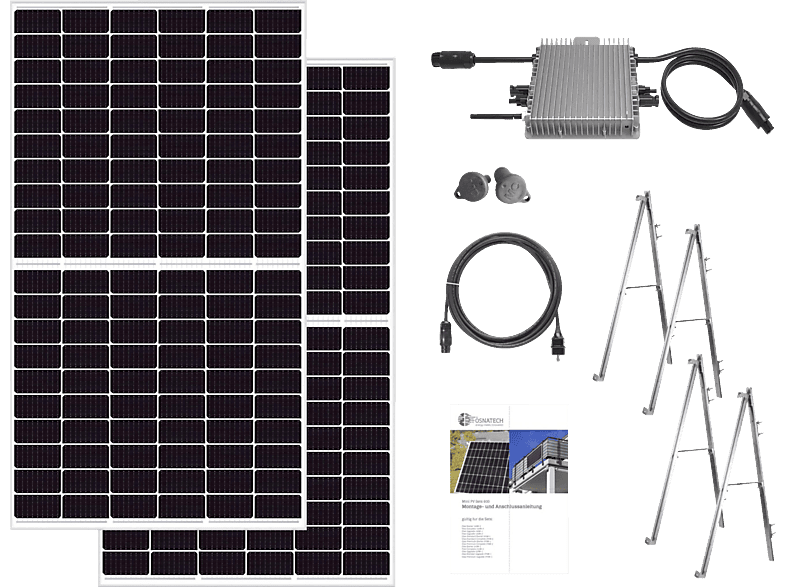 OSNATECH Mini-PV-Set 600 "Balkonkraftwerk" GLAS PREMIUM 375W-2-Complete Balkon-Solaranlage von OSNATECH