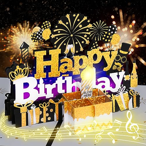 Geburtstagskarte, Musikalische Geburtstagskarten Öffnen Sie 3D Popup Karte Spielen Sie Geburtstagsmusik blasen Sie Kerzenlicht aus und sagen Sie "Happy Birthday" Geburtstagsgeschenk für Sie oder Ihn von OSOMEPOP