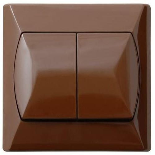 Doppel-Knopf-Schalter für Innenbeleuchtung, Click, Wandplatte, Braun Doppel-Knopf-Schalter für Innenbeleuchtung, Click, Wandplatte, Braun von Ospel