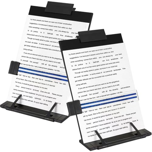 OSPNIEEK Schreibtisch-Dokumentenhalter mit 7 verstellbaren Positionen, 2 Stück, schwarzes Metall, Dokumenten-Organizer, Kopierhalter zum Tippen von Sprachen, Lesen, A4, Briefe, Musikbuch, Tablet, von OSPNIEEK
