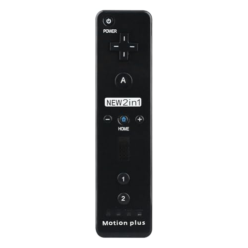 OSTENT 2 in 1 Fernbedienung Errichtet in Motion Plus Kompatibel für Nintendo Wii Konsole Spiel Farbe Schwarz von OSTENT