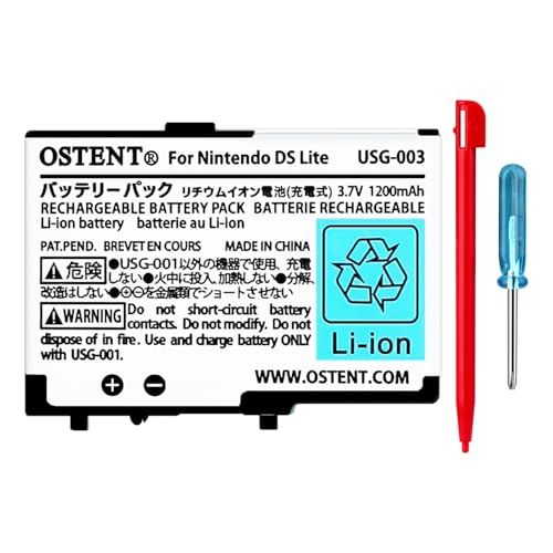 OSTENT 3.7V 1200mAh Wiederaufladbarer Li-Ion Polymer Lithium-Ionen Akku Pack Werkzeugsatz Stift für Nintendo DSL NDS Lite OSTENT 3.7V 1200mAh Wiederaufladbarer Li-Ion Polymer Lithium-Ionen Akku Pack Werkzeugsatz Stift für Nintendo DSL NDS Lite von OSTENT
