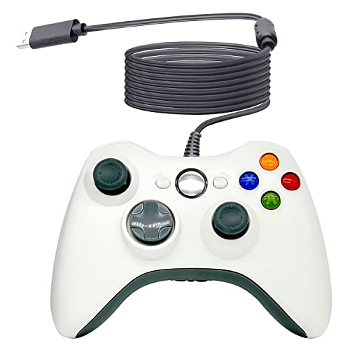 OSTENT Verdrahtet USB Controller Gamepad Joystick Joypad Kompatibel für Microsoft Xbox 360 Konsole Windows PC Laptop Computer Videospiele Farbe Weiß von OSTENT