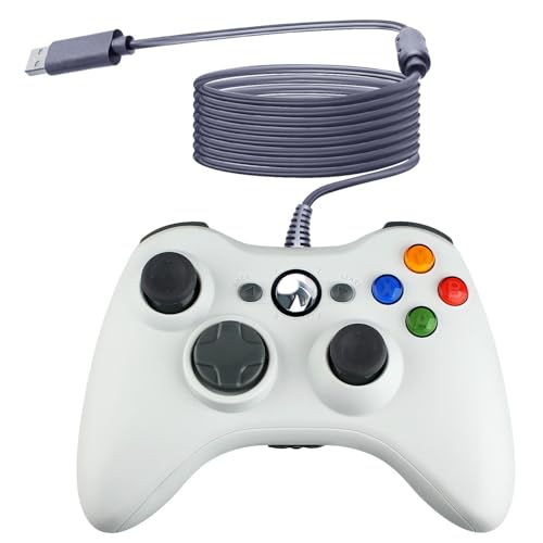 OSTENT Verdrahtet USB Controller Gamepad Joystick Joypad Kompatibel für Microsoft Xbox 360 Konsole Windows PC Laptop Computer Videospiele Farbe Weiß von OSTENT