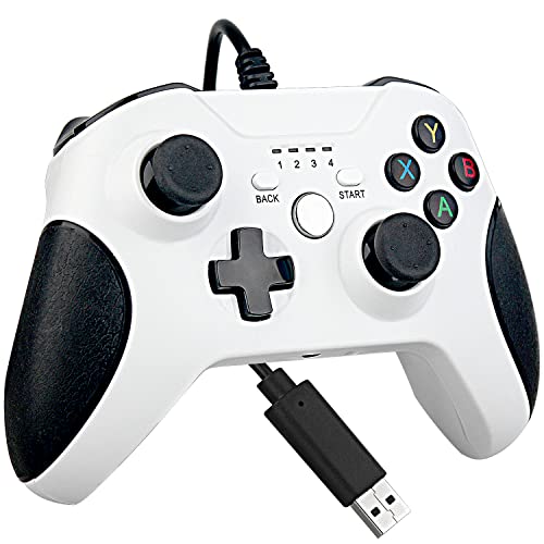 OSTENT Wired USB Controller Joystick Gamepad für Microsoft Xbox One/Xbox One S/Windows PC Laptop Farbe Weiß von OSTENT
