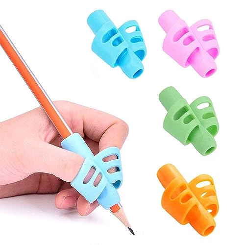 OSUWLSI 8 Stück Bleistiftgriffe, Schreibhilfe für Stift Kinder, Bleistift-Griffe Bleistifthalter für Kinder Handschrift, Ergonomische Silikon Schreiben Haltungskorrektur Werkzeug (8 Farben) von OSUWLSI