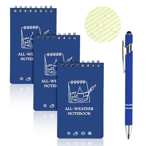 OT-NVWOZR Wasserdichte Notizblock mit Stifte, 3 x 5 Zoll Taktisches Notizbuch Allwetter-Notizblöcke mit Top-Spiral, Tasche Pocket Steno Blöcken mit Raster für Aktivitäten im Freien (3, dunkelblau) OT-NVWOZR Wasserdichte Notizblock mit Stifte, 3 x 5 Zoll Taktisches Notizbuch Allwetter-Notizblöcke mit Top-Spiral, Tasche Pocket Steno Blöcken mit Raster für Aktivitäten im Freien (3, dunkelblau) von OT-NVWOZR