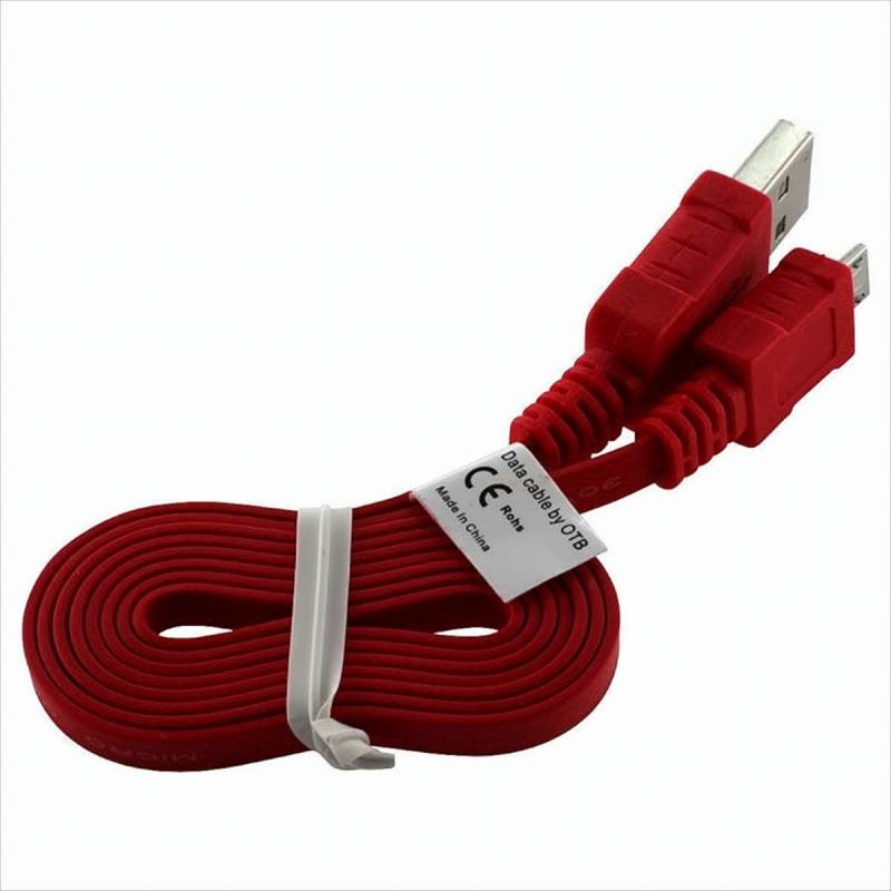 OTB Datenkabel Micro-USB - 0.95m - Flachbandkabel - rot von OTB