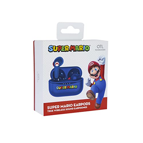 OTL Technologies Bluetooth-Kopfhörer V5.3 Super Mario mit Ladebox, Blau von OTL Technologies