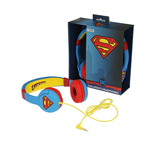 OTL Technologies JUNIOR Kinder Kopfhörer Superman Man of Steel (gepolsterte Bügel, Lautstärkenbegrenzung auf 85 dB, buntes DC Design, für Jungen und Mädchen) Blau/Rot von OTL Technologies