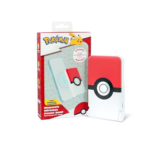 OTL Technologies PK1186 Pokemon Poke Ball Magnetisches kabelloses Powerbank-Ladegerät 5000 mAh mit integriertem Ständer von OTL Technologies