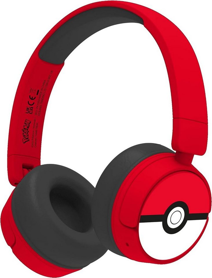 OTL Pokémon Poké Ball Kinder-Kopfhörer, kabellos, Rot Kinder-Kopfhörer (Bluetooth, Zusätzliches 3,5-mm-Audio-Sharing-Kabel im Lieferumfang enthalten) von OTL