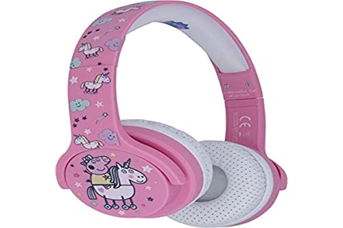 OTL Technologies JUNIOR Bluetooth Kinder Kopfhörer Peppa Pig Unicorn (gepolsterte Bügel, Lautstärke Begrenzung auf 85 dB, buntes Peppa Wutz Design, für Jungen und Mädchen), Pink/Weiß von OTL