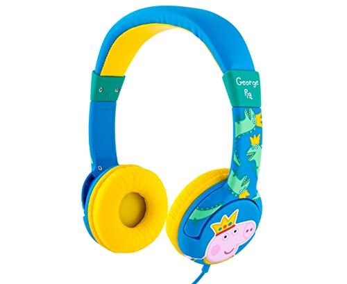 OTL Technologies JUNIOR Kinder Kopfhörer Peppa Pig Prince George (gepolsterte Bügel, Lautstärke Begrenzung auf 85 dB, buntes Peppa Wutz Design, für Jungen und Mädchen) Blau/Gelb von OTL