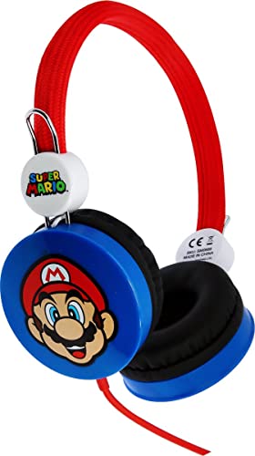 OTL Technologies Super Mario Stereo Headset für Kinder mit Lautstärkeregrenzung (max 85 DB) und verstellbarem Kopfband, SM0666, blau, unica von OTL