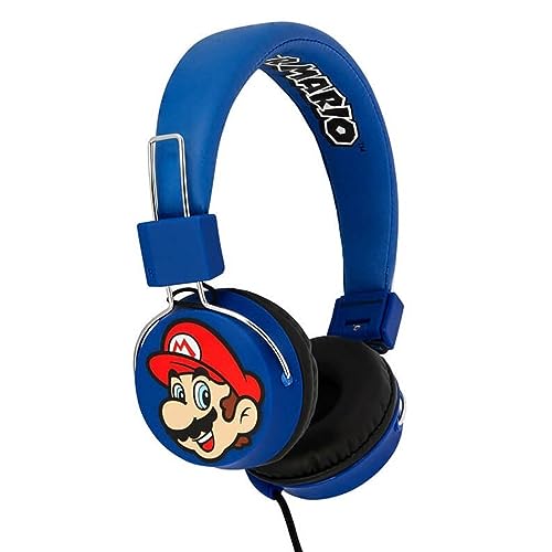 OTL Technologies TWEEN Kinder Kopfhörer Super Mario & Luigi (faltbar, gepolsterte Bügel, buntes Comic Design, für Jungen und Mädchen), Blau von OTL