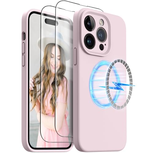 OTOFLY Entworfen für iPhone 14 Pro Hülle, [Kompatibel mit MagSafe] Liquid Silicone Case, Verbesserter Kameraschutz 6,1 Zoll (Chalk Pink) von OTOFLY