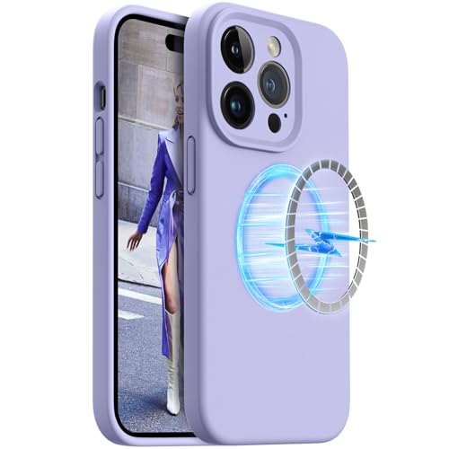 OTOFLY Kompatibel mit iPhone 14 Pro Hülle, [Kompatibel mit MagSafe] Flüssigsilikon-Hülle, verbesserter Kameraschutz, 6,1 Zoll (6,1 Zoll) (Lila) von OTOFLY
