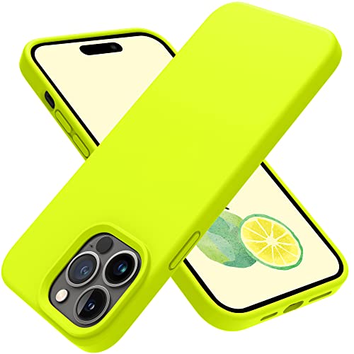 OTOFLY Entworfen für iPhone 14 Pro Max Hülle, Silikon Stoßfest Slim Dünn Handyhülle für iPhone 14 Pro Max 6,7 Zoll (Fluoreszierendes Gelb) von OTOFLY