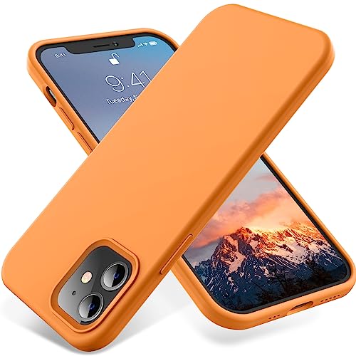 OTOFLY Kompatibel mit iPhone 12 Hülle und iPhone 12 Pro Hülle 6,1 Zoll (2020), [Silky and Soft Touch Serie] Premium Soft Liquid Silikon Gummi Ganzkörper-Schutzhülle (Orange) von OTOFLY