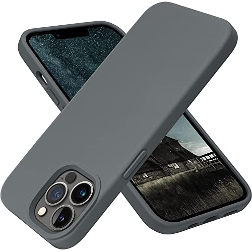OTOFLY Kompatibel mit iPhone 13 Pro Hülle, flüssiges Silikon, schlank, schützend, stoßfest, mit kratzfestem Mikrofaser-Futter, 15,5 cm (6,1 Zoll) (Space Gray) von OTOFLY