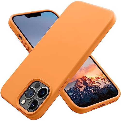 OTOFLY Kompatibel mit iPhone 13 Pro Hülle, flüssiges Silikon, schlanke, schützende, stoßfeste Handyhülle mit kratzfestem Mikrofaserfutter, 15,5 cm (6,1 Zoll) (Orange) von OTOFLY
