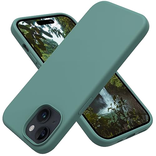 OTOFLY Schutzhülle für iPhone 15, Silikon, stoßfest, dünn, für iPhone 15, 15,5 cm (6,1 Zoll), Piniengrün von OTOFLY