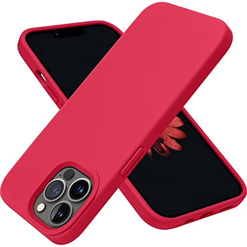 OTOFLY Schutzhülle für iPhone 13 Pro Max, [Fallschutz in Militärqualität] [kratzfestes Mikrofaser-Futter] Silikon-Schutzhülle, schmal, dünn, 6,7 Zoll, rot von OTOFLY