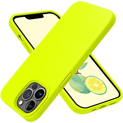 OTOFLY Schutzhülle für iPhone 13 Pro Max, [Militärqualität] [Anti-Kratz-Mikrofaser-Futter] Silikon-Stoßfeste Schutzhülle Slim Thin Cover 6,7 Zoll, fluoreszierendes Gelb von OTOFLY