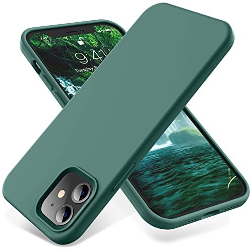 OTOFLY Weiches Silikon für iPhone 12/12 Pro Hülle, [Fallschutz in Militärqualität] [kratzfestes Mikrofaser-Futter] Stoßfeste Schutzhülle Slim Thin Cover 15,5 cm (6,1 Zoll), Kieferngrün von OTOFLY
