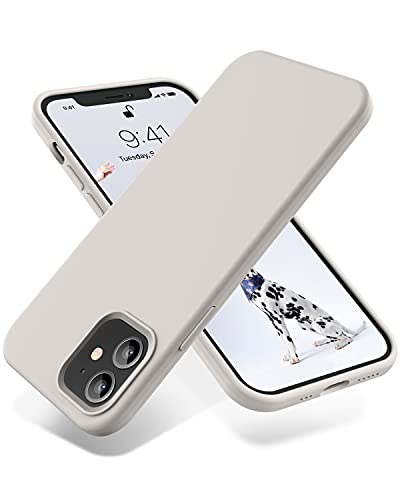 OTOFLY Weiches Silikon für iPhone 12/12 Pro Hülle, [Fallschutz in Militärqualität] [kratzfestes Mikrofaser-Futter] Stoßfeste Schutzhülle Slim Thin Cover 15,5 cm (6,1 Zoll), Stein von OTOFLY