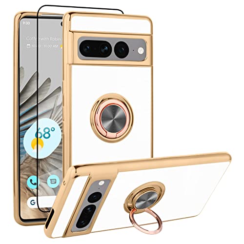 OTOFLYSTY Google Pixel 7 Pro Hülle, Google Pixel 7 Pro Handyhülle mit 360° Ring Halter Kickstand Stoßfeste rutschfeste TPU Schutzhülle für Pixel 7 Pro Hülle von OTOFLYSTY