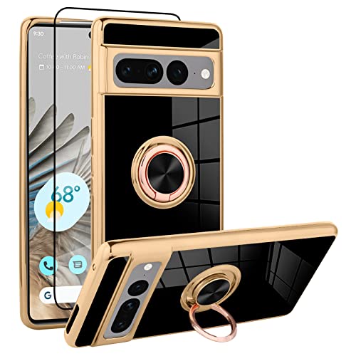 OTOFLYSTY Google Pixel 7 Pro Hülle, Google Pixel 7 Pro Handyhülle mit 360° Ring Halter Kickstand Stoßfeste rutschfeste TPU Schutzhülle für Pixel 7 Pro Hülle von OTOFLYSTY