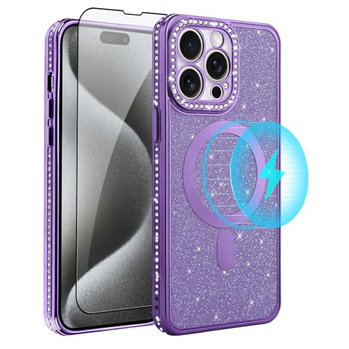 OTOFLYSTY Magnetic Hülle Kompatibel mit iPhone 15 Pro Max Hülle, 15 Pro Max Handyhülle Klar Leicht Dünn TPU Strass Bumper PC Schale Glitzer Cover Case Silikon Hülle für Damen & Girls-Lila OTOFLYSTY Magnetic Hülle Kompatibel mit iPhone 15 Pro Max Hülle, 15 Pro Max Handyhülle Klar Leicht Dünn TPU Strass Bumper PC Schale Glitzer Cover Case Silikon Hülle für Damen & Girls-Lila von OTOFLYSTY