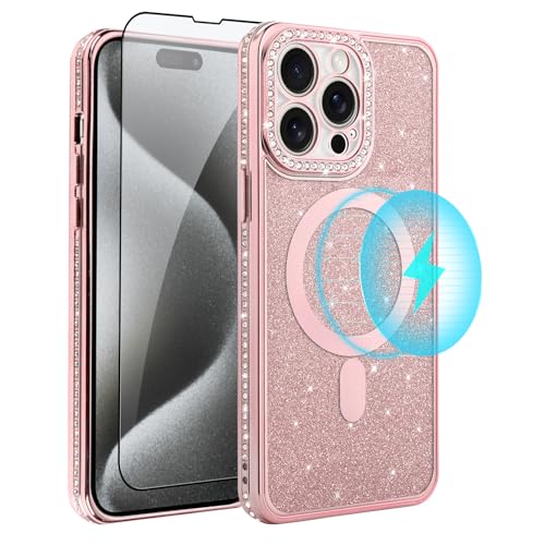 OTOFLYSTY Magnetic Hülle Kompatibel mit iPhone 15 Pro Max Hülle, 15 Pro Max Handyhülle Klar Leicht Dünn TPU Strass Bumper PC Schale Glitzer Cover Case Silikon Hülle für Damen & Girls-Rosa OTOFLYSTY Magnetic Hülle Kompatibel mit iPhone 15 Pro Max Hülle, 15 Pro Max Handyhülle Klar Leicht Dünn TPU Strass Bumper PC Schale Glitzer Cover Case Silikon Hülle für Damen & Girls-Rosa von OTOFLYSTY