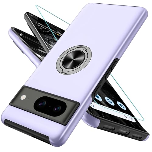 OTOFLYSTY Magnetisch Hülle mit Ständer für Google Pixel 8a, Handyhülle Unsichtbarem 360° Metall Ring, Schutz der Kameralinse, Stoßfänge Fallschutz Stoßfest Slim Schutzhülle TPU Lila von OTOFLYSTY