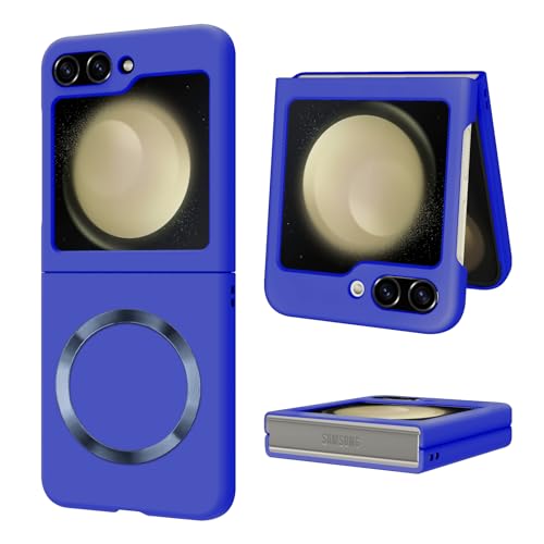 OTOFLYSTY Magnetische Hülle für Samsung Galaxy Z Flip 5 kompatibel mit Magsafe,Draußen Stoßstange Stoßfeste Matt PC Anti-Rutsch Ultra Dünn Handyhülle für Samsung Galaxy Z Flip 5-Dunkelblau von OTOFLYSTY