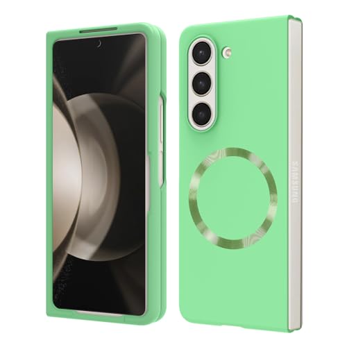 OTOFLYSTY Magnetische Hülle für Samsung Galaxy Z Fold 5 7.6" kompatibel mit Magsafe,Klapphülle Draußen Stoßstange Stoßfeste Matt PC Anti-Rutsch Dünn Handyhülle für Samsung Galaxy Z Fold 5-Grün von OTOFLYSTY