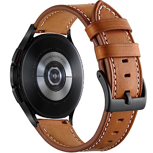 OTOPO Armband Kompatible Samsung Galaxy Watch 4/6 Classic 46mm 47mm 42mm 43mm Armband, Galaxy Watch 4/5/6 44mm 40mm Armband, 20mm Lederarmband Ersatzarmband für Frauen Männer Braun von OTOPO